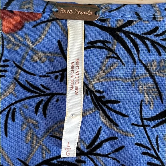 Free People Tallula Wide Sleeve Boho Dress in Blue Combo - Size Large - Picture 7 of 9